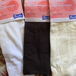 Trouser Socks Ladies Shoe Size 4-10 brown white